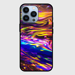 Чехол для iPhone 13 Pro Неоновые полосы текстура, цвет: 3D-черный