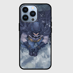Чехол для iPhone 13 Pro Бэтмен на фоне снегопада, цвет: 3D-черный