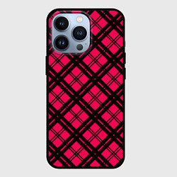 Чехол для iPhone 13 Pro Чёрно-розовый крупная клетка, цвет: 3D-черный