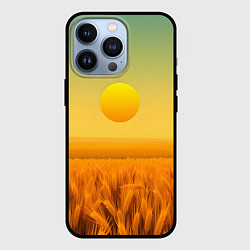 Чехол для iPhone 13 Pro Закат над пшеничным полем, цвет: 3D-черный