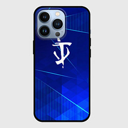 Чехол для iPhone 13 Pro Doom blue poly, цвет: 3D-черный