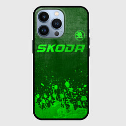 Чехол для iPhone 13 Pro Skoda - green gradient посередине, цвет: 3D-черный
