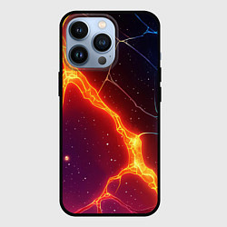 Чехол iPhone 13 Pro Сине-оранжевые молнии текстура