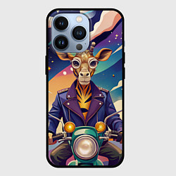 Чехол для iPhone 13 Pro Жираф байкер на железном коне, цвет: 3D-черный
