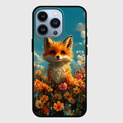 Чехол для iPhone 13 Pro Лисица в цветочном поле, цвет: 3D-черный