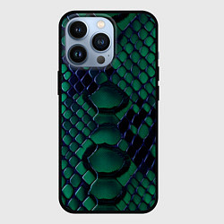 Чехол для iPhone 13 Pro Бирюзовая змеиная кожа, цвет: 3D-черный