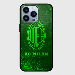 Чехол для iPhone 13 Pro AC Milan - green gradient, цвет: 3D-черный