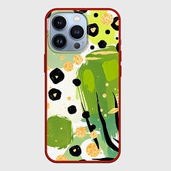 Чехол для iPhone 13 Pro Зеленый анималистичный паттерн, цвет: 3D-красный