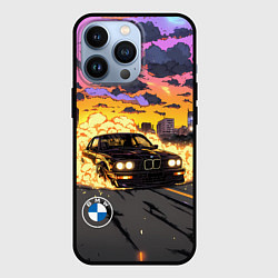 Чехол для iPhone 13 Pro BMW огонь из под колес, цвет: 3D-черный