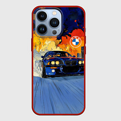 Чехол для iPhone 13 Pro БМВ красочное небо, цвет: 3D-красный