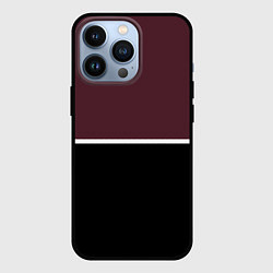 Чехол для iPhone 13 Pro Сливовый чёрный с белой полоской, цвет: 3D-черный
