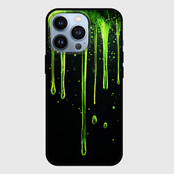 Чехол iPhone 13 Pro Зеленая слизь на черном