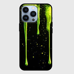 Чехол iPhone 13 Pro Зеленая стекающая слизь