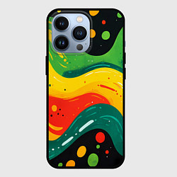 Чехол для iPhone 13 Pro Желто-зеленая краска текстура, цвет: 3D-черный