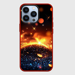 Чехол для iPhone 13 Pro Оранжевое боке на черном, цвет: 3D-красный