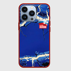 Чехол для iPhone 13 Pro Russia blue abstract, цвет: 3D-красный