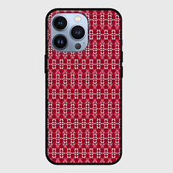 Чехол iPhone 13 Pro Красно белый геометрический узор ретро