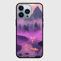 Чехол для iPhone 13 Pro Горы и рыбки, цвет: 3D-черный