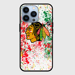 Чехол для iPhone 13 Pro Chicago Blackhawks NHL white, цвет: 3D-черный