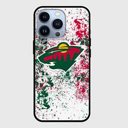 Чехол для iPhone 13 Pro Minnesota Wild NHL white, цвет: 3D-черный