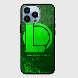 Чехол для iPhone 13 Pro League of Legends - green gradient, цвет: 3D-черный