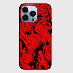 Чехол для iPhone 13 Pro Чёрно-красный абстрактный линии, цвет: 3D-черный