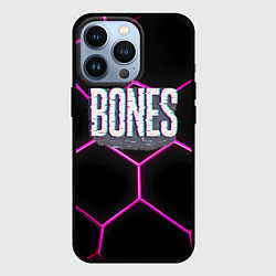 Чехол для iPhone 13 Pro Bones белый глитч лого, цвет: 3D-черный