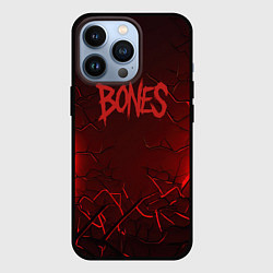 Чехол для iPhone 13 Pro Bones логотип красной краской, цвет: 3D-черный
