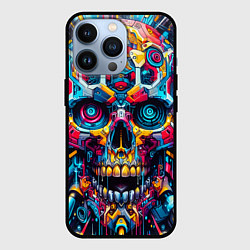 Чехол для iPhone 13 Pro Кибер череп - нейроарт паттерн, цвет: 3D-черный