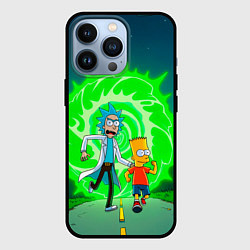 Чехол для iPhone 13 Pro Рик и Барт Симпсон, цвет: 3D-черный