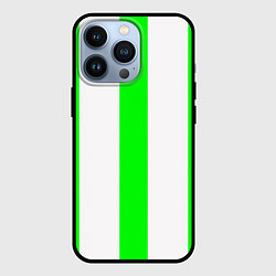 Чехол для iPhone 13 Pro Color light green white lines, цвет: 3D-черный