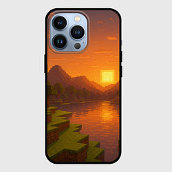 Чехол для iPhone 13 Pro Закат - Minecraft, цвет: 3D-черный