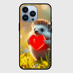 Чехол для iPhone 13 Pro Ежик с сердечком в лесу, цвет: 3D-черный