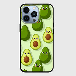 Чехол для iPhone 13 Pro Милые авокадо - паттерн, цвет: 3D-черный