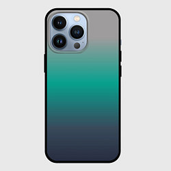 Чехол для iPhone 13 Pro Градиент серо-зеленый, цвет: 3D-черный