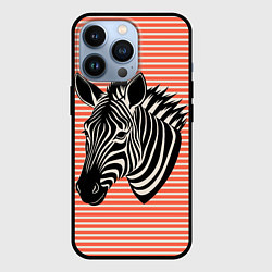Чехол для iPhone 13 Pro Зебра на оранжевых полосах, цвет: 3D-черный