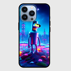 Чехол iPhone 13 Pro Бендер на сказочной неоновой грибной планете - ней