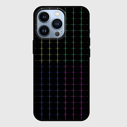 Чехол для iPhone 13 Pro Color black multicolored stripes, цвет: 3D-черный