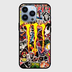 Чехол iPhone 13 Pro Monster energy stikers logo