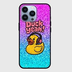 Чехол для iPhone 13 Pro Duck yeah - утка в наушниках, цвет: 3D-черный