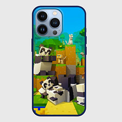 Чехол для iPhone 13 Pro Майнкрафт - панды, цвет: 3D-тёмно-синий