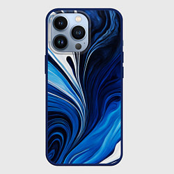 Чехол для iPhone 13 Pro Бело синяя абстракция, цвет: 3D-тёмно-синий