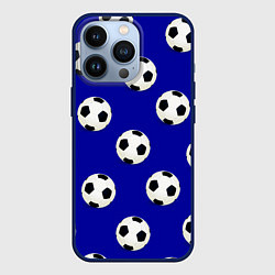 Чехол для iPhone 13 Pro Футбольные мячи на синем, цвет: 3D-тёмно-синий