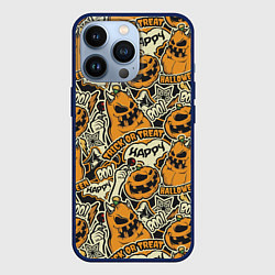 Чехол для iPhone 13 Pro Хэллоуин тыквы, цвет: 3D-тёмно-синий