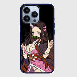 Чехол для iPhone 13 Pro Клинок, рассекающий демонов, Незуко Комадо, цвет: 3D-тёмно-синий