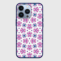 Чехол для iPhone 13 Pro Паттерн из абстрактных цветов, цвет: 3D-тёмно-синий