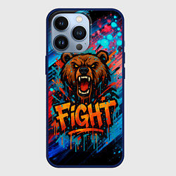 Чехол для iPhone 13 Pro Fight - медведь в краске, цвет: 3D-тёмно-синий