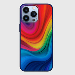 Чехол для iPhone 13 Pro Смесь ярких красок волнистыми линиями, цвет: 3D-тёмно-синий