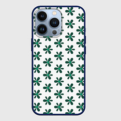 Чехол для iPhone 13 Pro Цветочная текстура, цвет: 3D-тёмно-синий