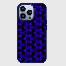 Чехол для iPhone 13 Pro Мерцающие треугольники индиго, цвет: 3D-тёмно-синий